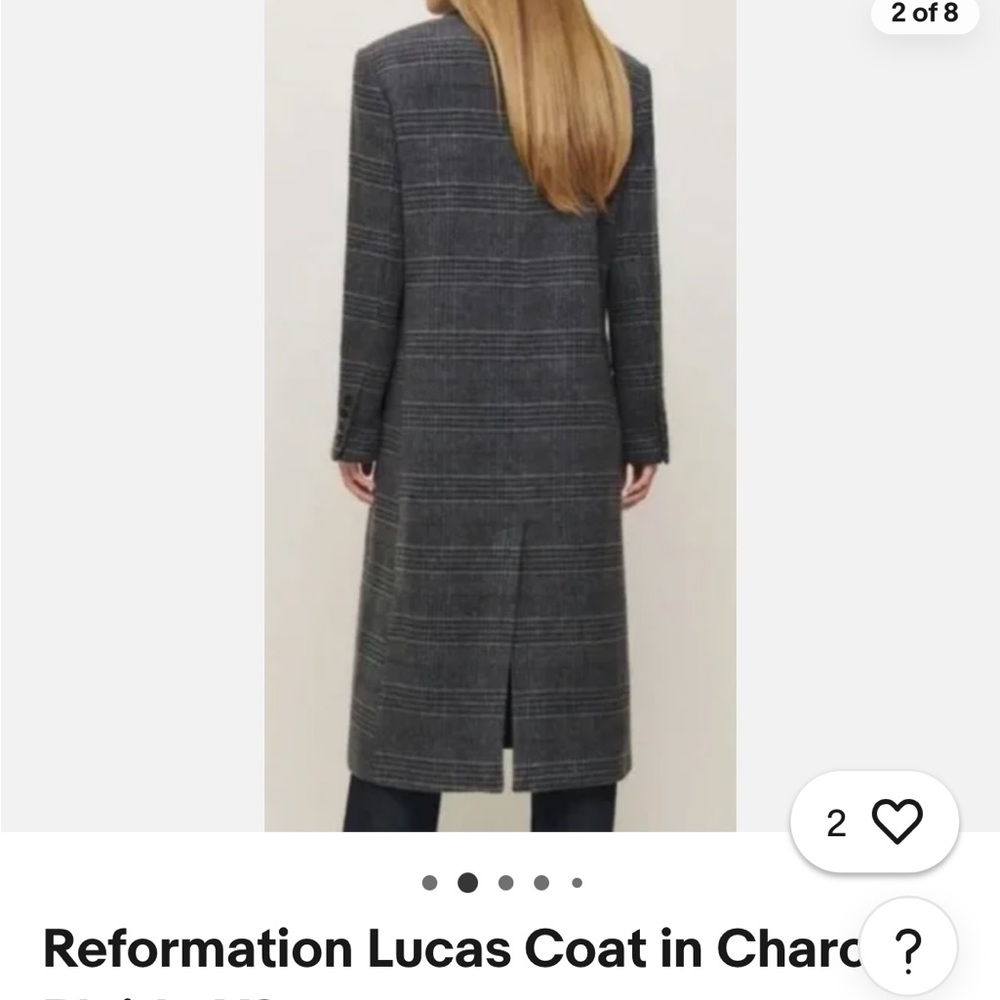 Reformation Plaid Pea Coat in Gray - Picture 2 of 4